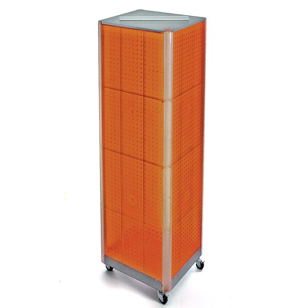 Four-Sided Pegboard Floor Wheeled Display Panel Size:16" x 64.25"